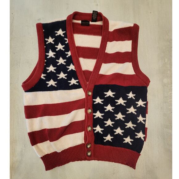 Structure American Flag Patriotic Sweater Vest SZ Medium Election - Picture 6 of 10